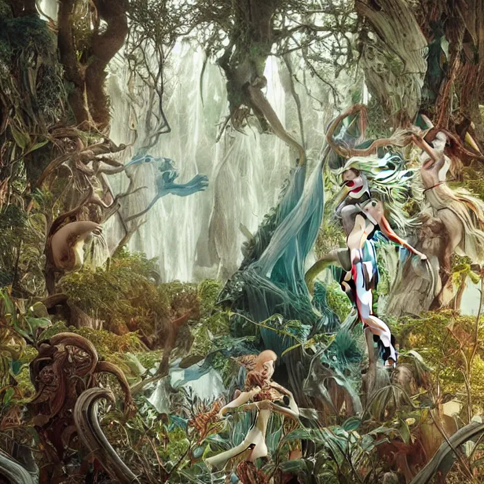 Image similar to minimal modernist bauhaus jeff koons style neverending story forest spirit oracles, ultra realistic, concept art, intricate details, serious, highly detailed, photorealistic, octane render, 8 k, unreal engine, art by todd mcfarlane and artgerm and greg rutkowski and alphonse mucha