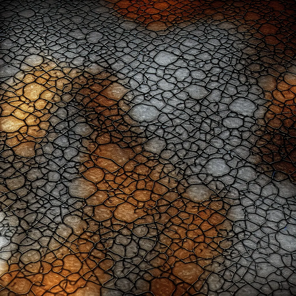 Image similar to tileable texture , damaged alumiunium, surface imperfections, grunge, dirt ,rust, oxydation, reaction, super detailed texture, octane, amazing details, dynamic light , substance designer render, zbrush sculpt, ,scratches , stains, spilled oil, gasoline, realistic,diffraction diffusion ,