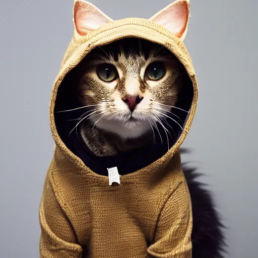 Image similar to cat with a hoodie