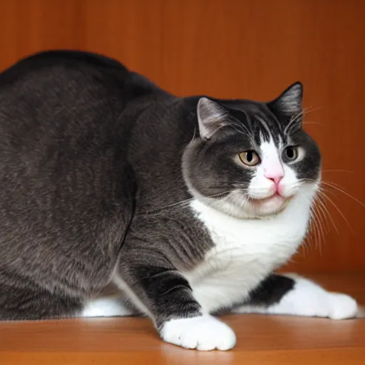 Image similar to very fat cat with large belly,