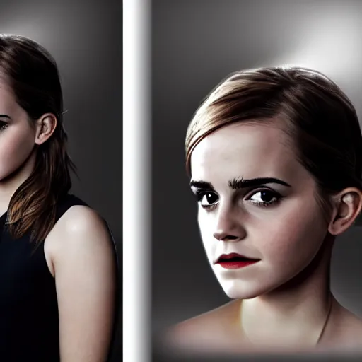 Prompt: Portrait photography of Emma Watson as a robot