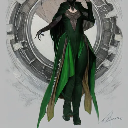 Image similar to Billie Eilish as Female Loki, very detailed, digital art, trending on artstation, concept art, smooth, illustration, art by artgerm and greg rutkowski and alphonse mucha and J. C. Leyendecker and Edmund Blair Leighton and Katsuhiro Otomo and Geof Darrow and Phil hale and Ashley wood