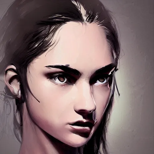 Image similar to artstation young woman, very detailed, , portrait, high contrast