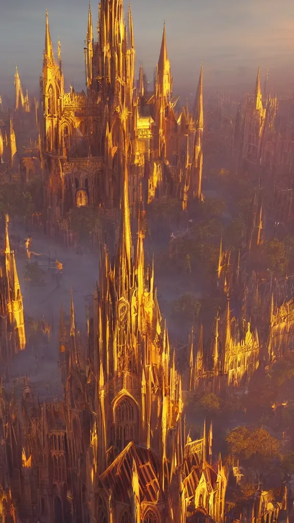 Prompt: magical gothic city, beautiful, golden light, colourful movie frame, 8 k