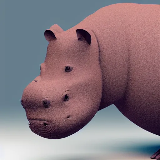 Image similar to low polygon render of a hippo on a white background, isometric 3 d, ultra hd