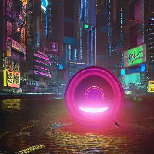 Prompt: Cyberpunk FantasyCore Kowloon giant floating eye, neon electronic, rendered in Lumion Pro, Autodesk Solidowkrs Visualize, Maya, and Cinema 4D by Iwan Baan, Greg Rutkowski, Ted Gore, Dustin Lefevre, and Jaya Su Berg, trending on artstation, cgsocciety r/art