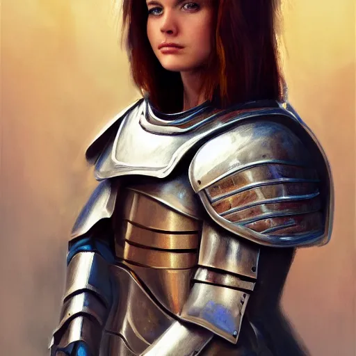 Prompt: a movie still frame, a beautiful female knight in armor, medium portrait, oil on linen, high quality, hi resolution, trending on artstation, movie concept art,