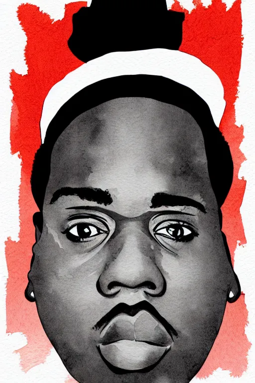 Image similar to minimalist watercolor biggie smalls faces pattern on white background, illustration, vector art