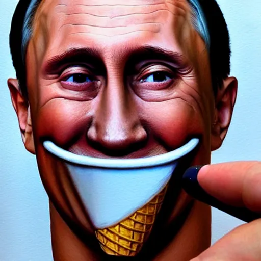 Prompt: portrait of ( ( vladimir putin ) ) in an underwear eating icecream, hyperrealistic, tranding artstation, digital concept art, diselpunk art, sharp focus, 3 5 mm film, caricature illustration, art by artgerm and greg rutkowskii