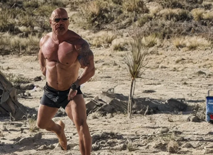 Image similar to film still of walter white as dwayne johnson in baywatch movie 2 0 1 7, 8 k