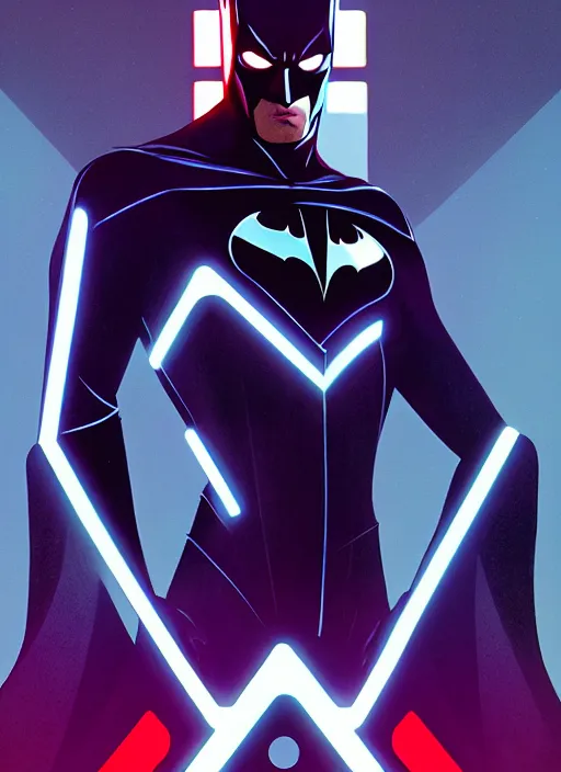 Image similar to symmetry!! portrait of batman beyond, 1 9 9 9 tv series, skinny, sci - fi, tech wear, glowing lights!! intricate, elegant, highly detailed, digital painting, artstation, concept art, smooth, sharp focus, illustration, art by artgerm and greg rutkowski and alphonse mucha