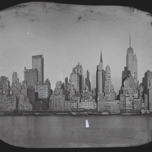 Image similar to calotype negative of new york city skyline