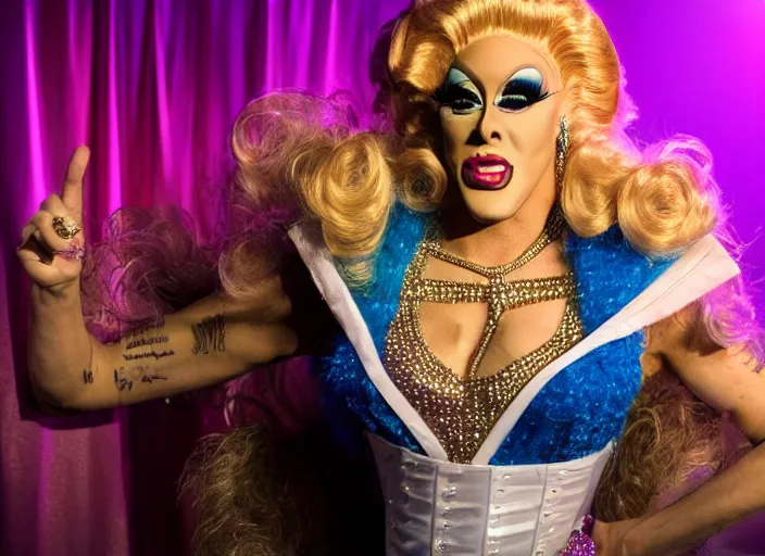 Image similar to photo still of drag queen!!!! jordan peterson!!!! dressed as a woman dressed as a woman in drag, 8 k, studio lighting