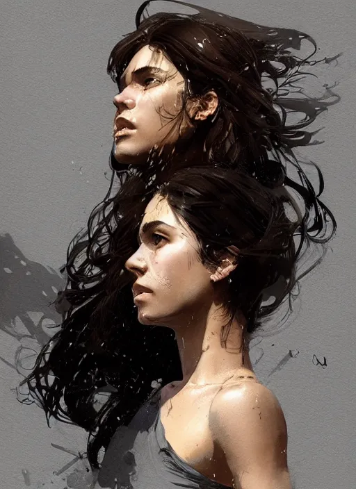 Image similar to portrait of a latin young woman, curlybrown hair and, wearing round thin, she has a big, round jawline, dramatic lighting, illustration by greg rutkowski, yoji shinkawa, 4 k, digital art, concept art, trending on artstation