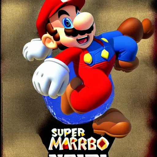 Image similar to super mario in the style of a polish movie poster