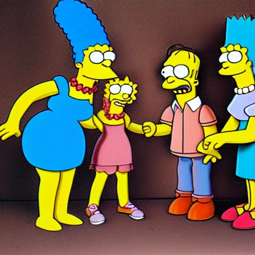 Prompt: photograph of the simpsons, 5 0 mm color photography