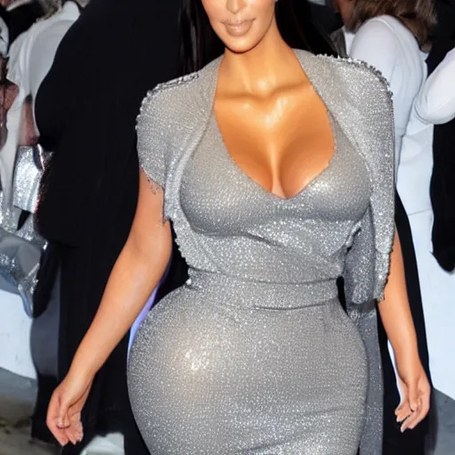 Prompt: kim kardashian made of silver