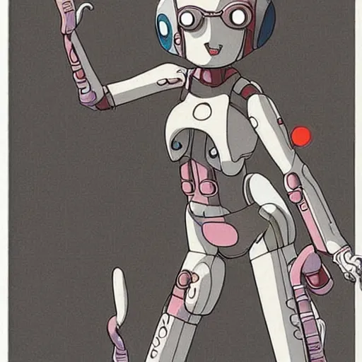 Prompt: a cat with cybernetic legs, highly detailed, by satoshi kon + ghibli
