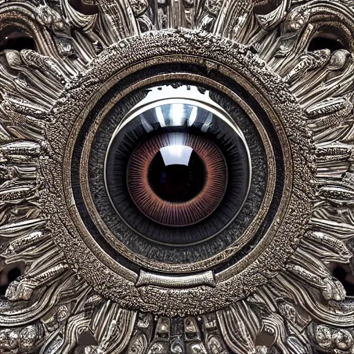 Image similar to The eye of Rah, intricate, ornate, photorealistic, ultra detailed, octane render, high definition, depth of field, bokeh, 8k, artstation, cgsociety