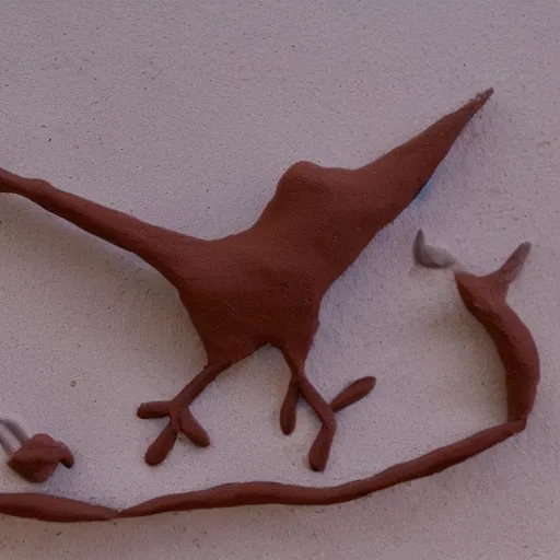 Image similar to claymation of bird in the desert, clay, beautiful close up