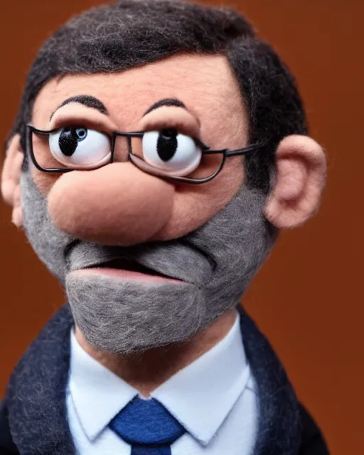 Image similar to mariano rajoy as a muppet. highly detailed felt. hyper real photo. 4 k.