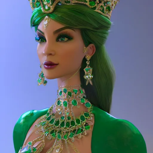 Image similar to wonderful princess of emeralds with fair skin, ornate, 8 k, gorgeous, intricate, detailed, accent lighting, dramatic lighting, octane render