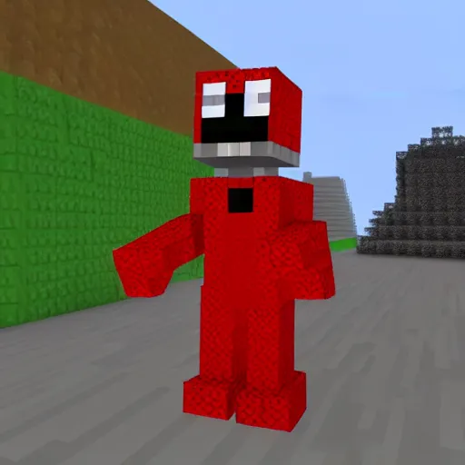 Prompt: elmo in minecraft