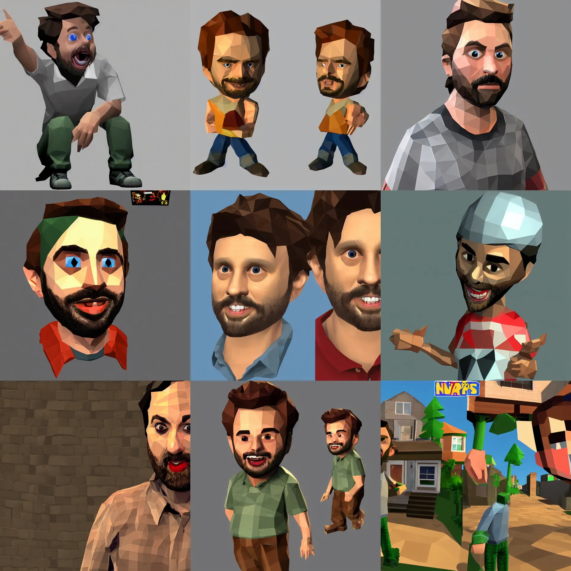 Prompt: charlie kelly from it's always sunny in philadelphia, n 6 4 game, low - poly aliased