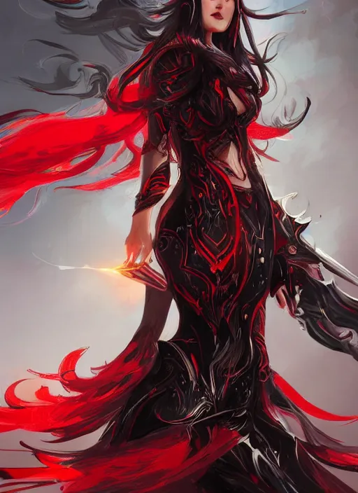 Prompt: a highly detailed illustration of elegant long black haired woman wearing red and black battle dress, heroically posing, with rainbow magic surrounding her, intricate, elegant, highly detailed, centered, digital painting, artstation, concept art, smooth, sharp focus, league of legends concept art, WLOP