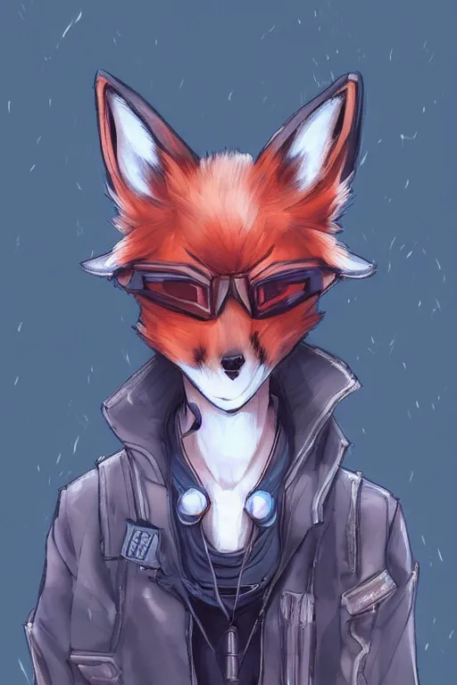 Image similar to a fox fursona, trending on artstation, by kawacy, furry art, digital art, cyberpunk, high quality