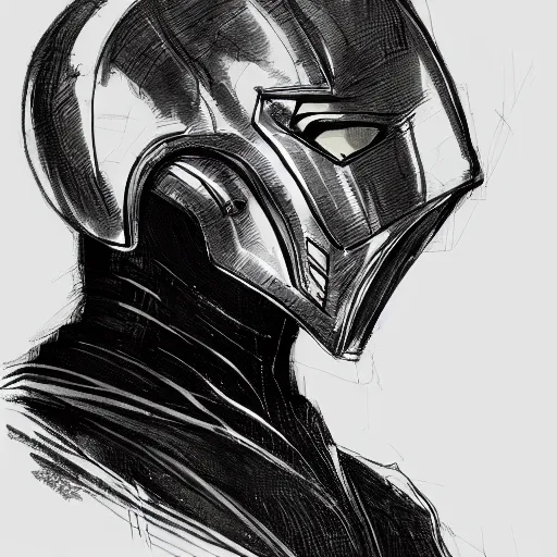 Prompt: concept art, stylized silhouette, super exagerated proportions, concept design, sketch, male, science fiction suit, helmet, arthur rackham, trending on artstation