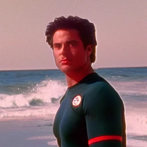 Image similar to a screen still of chris remo in an episode of baywatch