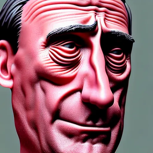 Image similar to uhd photorealistic statue of john hamm made entirely of spam. spasm john hamm. correct face.