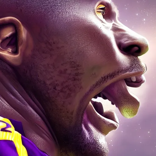 Prompt: kobe bryant kissing a giant turtle in heaven, photorealistic, side view, amazing digital art, amazing detail, fantasy art, artstatiom, cgsociety, epic art