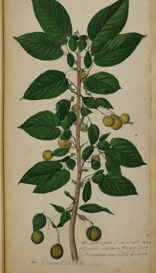 Image similar to encyclopedia drawing of lemon, whole plant, manuscript, etching