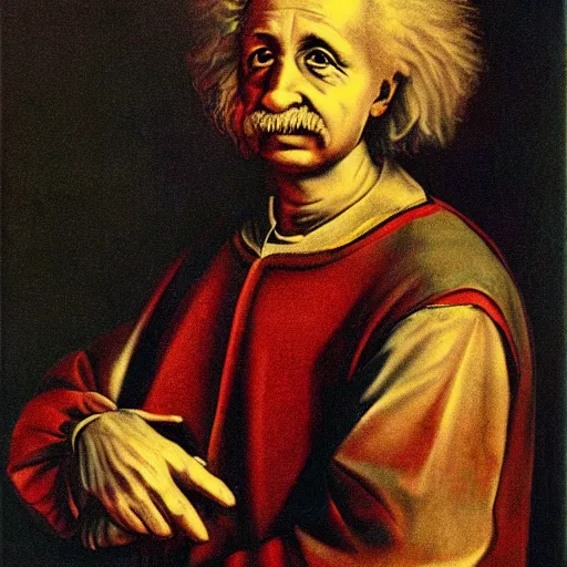 Prompt: renaissance einstein portrait