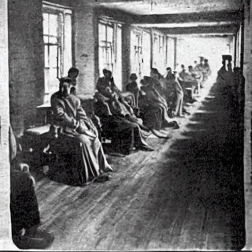 Image similar to patients in an insane asylum, 1910s