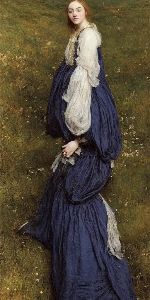 Image similar to a true-to-life portrait of Saoirse Ronan painted by John Everett Millais, real-life accurate, photoshoot