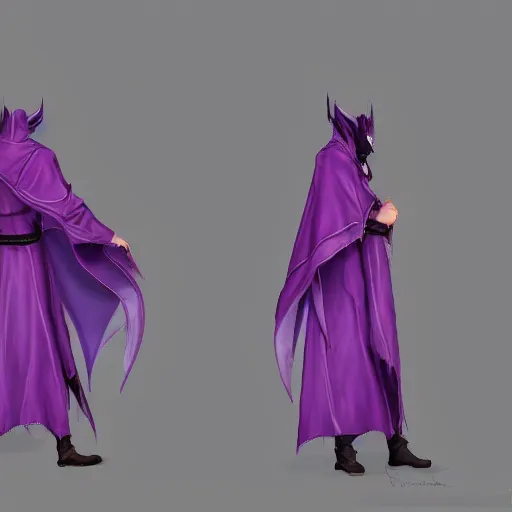 Image similar to female warlock long hood cloak purple, fighting monster with magic, 8 k, trending on artstation by tooth wu