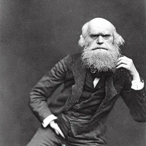 Image similar to Charles Darwin break dancing