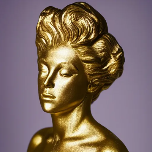 Image similar to golden statue of lana del rey