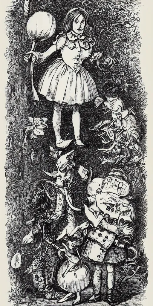 Image similar to Tenniel illustration of Alice in Wonderland Lewis Carrol