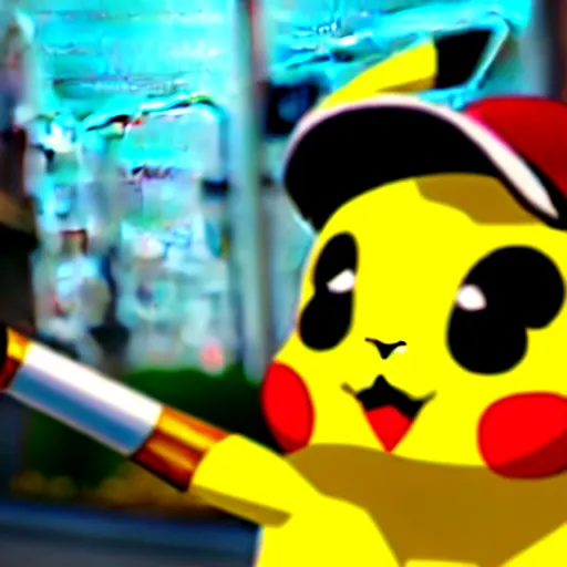 Image similar to pikachu smoking a joint, unreal engine 5