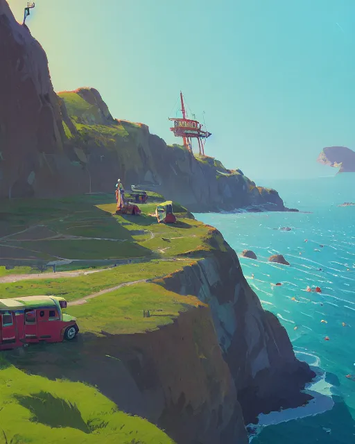 Prompt: painting of guernsey channel islands, detailed, by simon stalenhag, cory loftis, james gilleard, atey ghailan, makoto shinkai, goro fujita, studio ghibli, rim light, exquisite lighting, clear focus, very coherent, plain background, soft painting