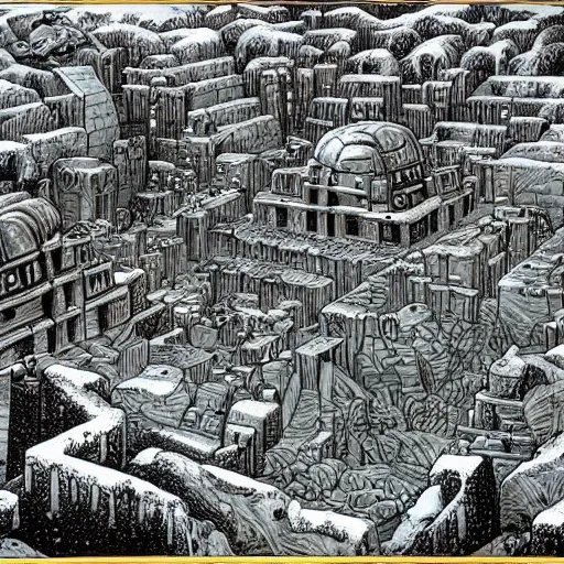 Image similar to an underground dwarven city, by larry elmore