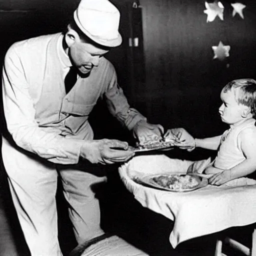 Image similar to Charles Lindbergh trying to keep anyone from finding out he actually ate the baby, 1930s photograph