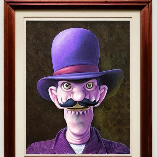 Image similar to Portrait of Waluigi, artwork by Daniel Merriam,