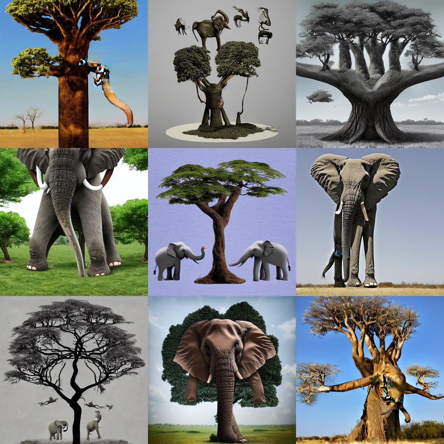 Prompt: elephant tree chimera