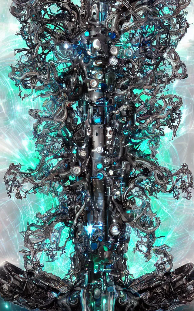 Image similar to futurist cybernetic yggdrasil, future perfect, award winning digital art