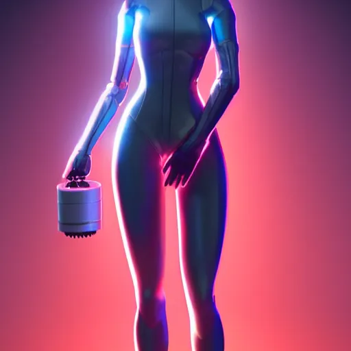 Image similar to a woman in a futuristic suit holding a glowing light, a computer rendering by Artgerm, featured on cgsociety, afrofuturism, daz3d, zbrush, futuristic